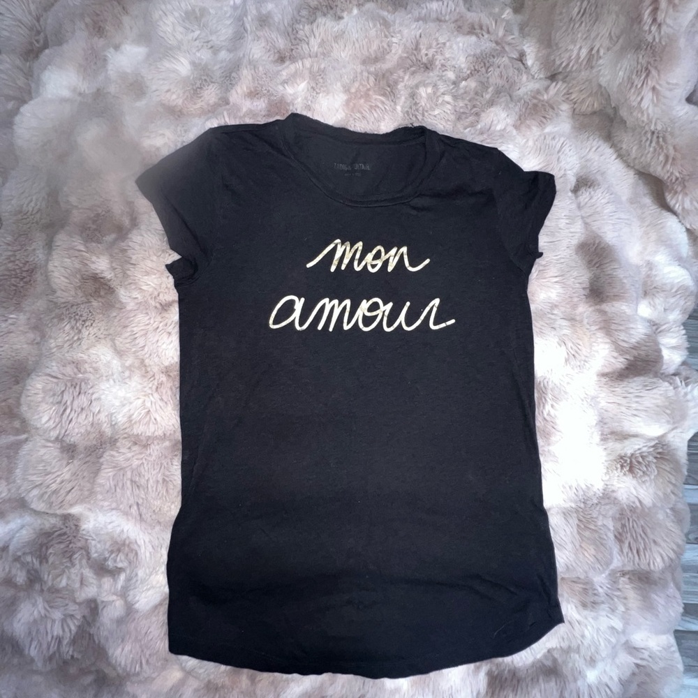 Zadig & Voltaire Skinny Mon Amour Foil Tee Shirt Black - Picture 4 of 13